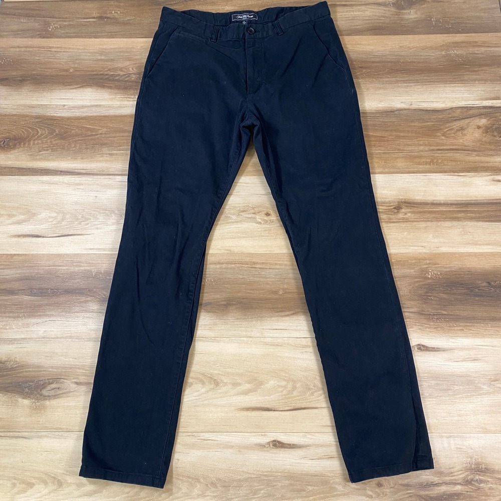 Saks Fifth Avenue Modern Mens Black Chino Pants Size 32 Cotton Stretch Trousers